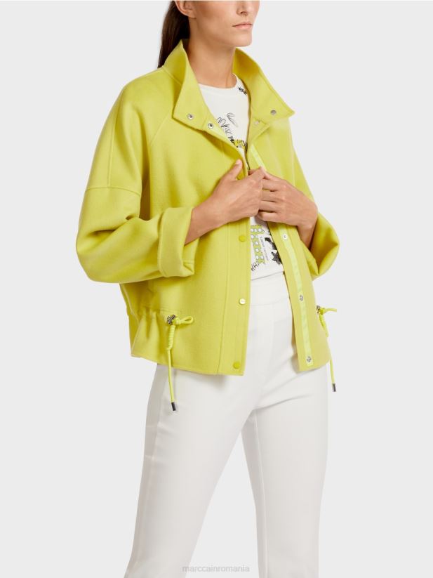 geacă de exterior din pâslă de lână Marc Cain sulf verde îmbrăcăminte 4826HH289