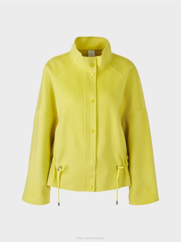 geacă de exterior din pâslă de lână Marc Cain sulf verde îmbrăcăminte 4826HH289