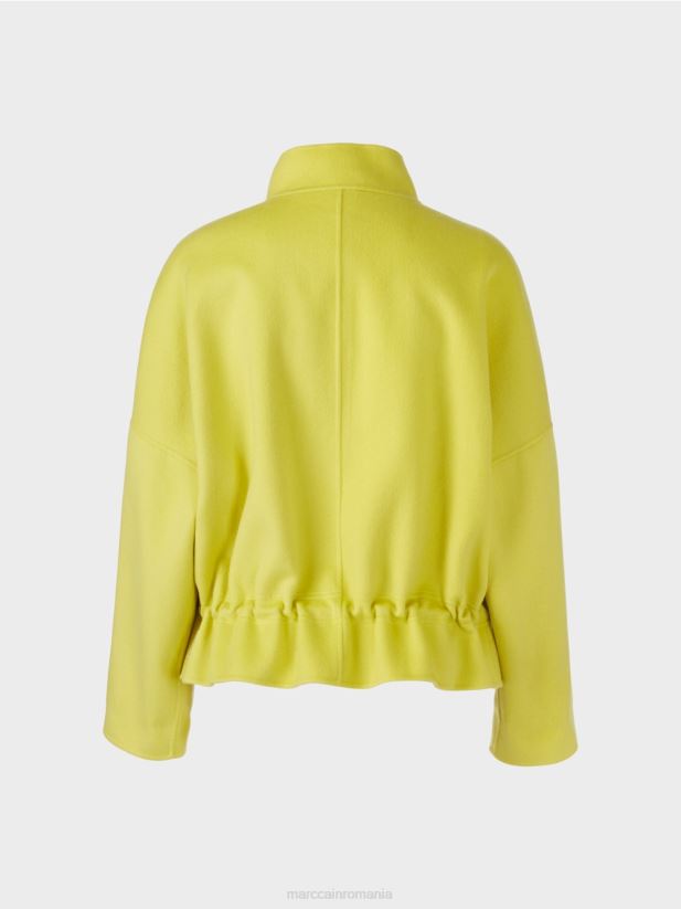 geacă de exterior din pâslă de lână Marc Cain sulf verde îmbrăcăminte 4826HH289