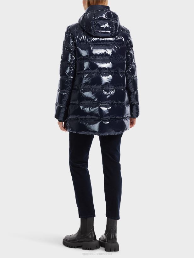 geacă de exterior matlasată cu glugă Marc Cain albastru miezul nopții îmbrăcăminte 4826HH223