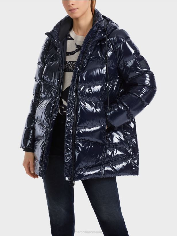 geacă de exterior matlasată cu glugă Marc Cain albastru miezul nopții îmbrăcăminte 4826HH223