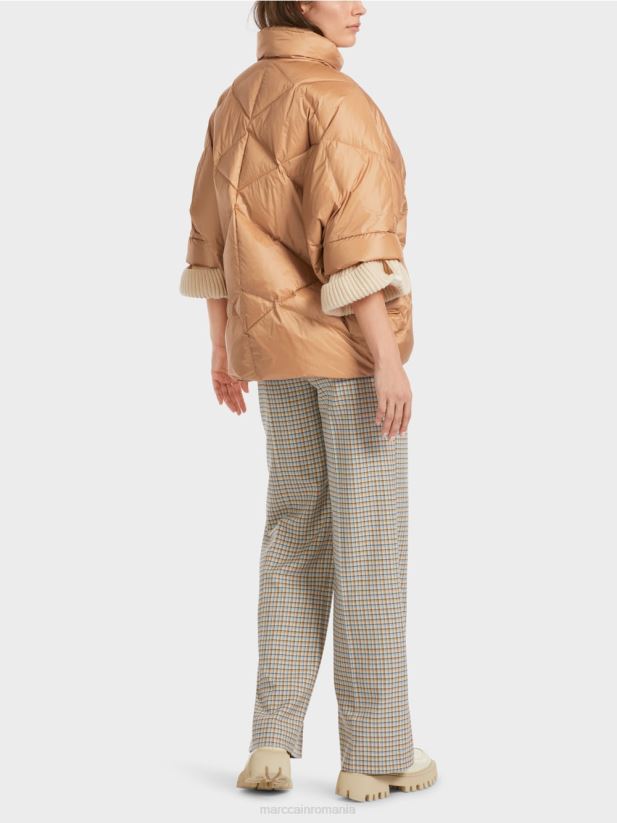 haină în formă de vestă în formă de ou Marc Cain caramel strălucitor îmbrăcăminte 4826HH254