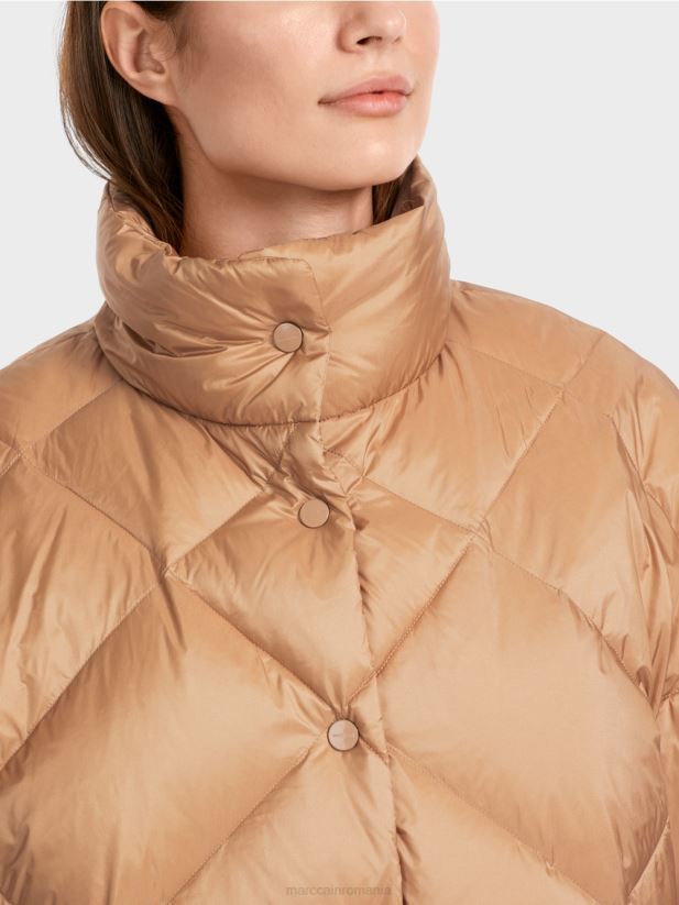 haină în formă de vestă în formă de ou Marc Cain caramel strălucitor îmbrăcăminte 4826HH254