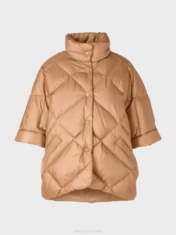 haină în formă de vestă în formă de ou Marc Cain caramel strălucitor îmbrăcăminte 4826HH254