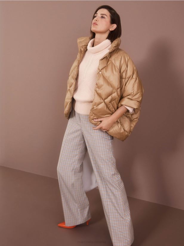 haină în formă de vestă în formă de ou Marc Cain caramel strălucitor îmbrăcăminte 4826HH254