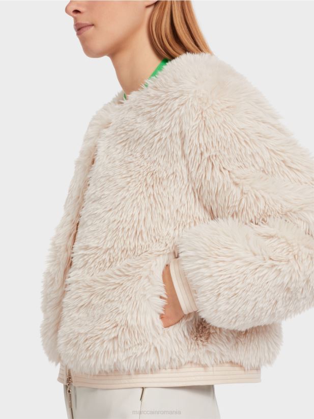 jachetă de exterior cu aspect shaggy Marc Cain fum îmbrăcăminte 4826HH228