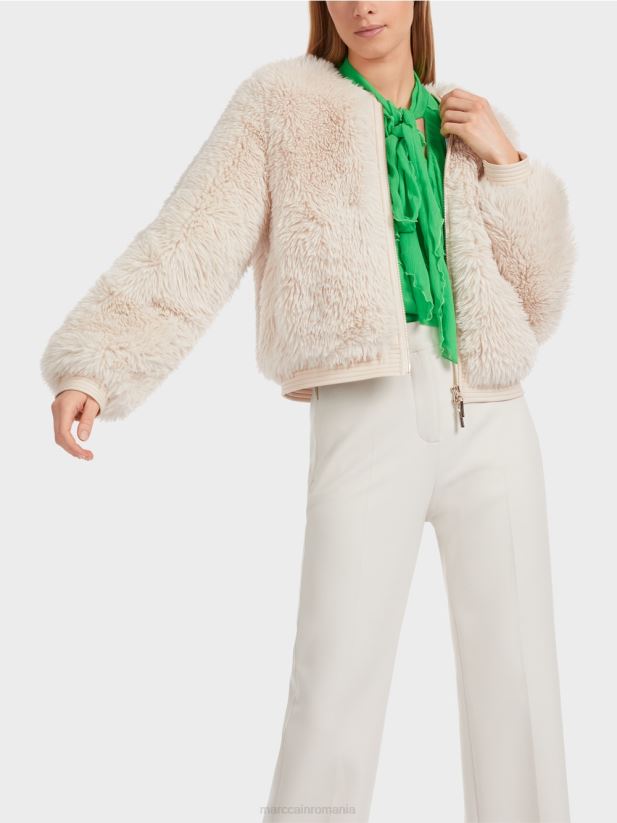 jachetă de exterior cu aspect shaggy Marc Cain fum îmbrăcăminte 4826HH228