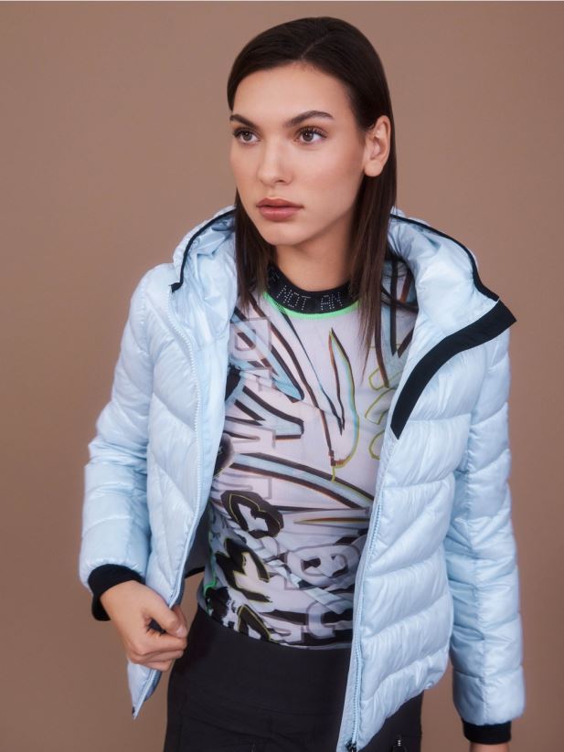 jachetă de exterior „regândește împreună”. Marc Cain albastru pudra moale îmbrăcăminte 4826HH257