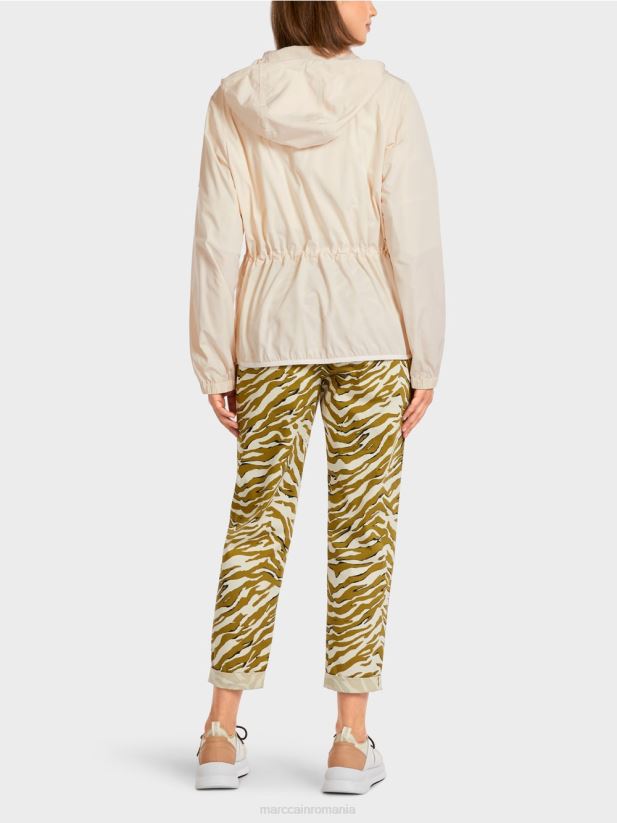 jachetă de exterior ușoară cu glugă Marc Cain cremă pudră îmbrăcăminte 4826HH278