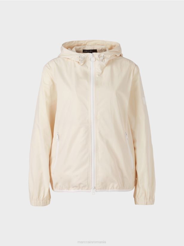 jachetă de exterior ușoară cu glugă Marc Cain cremă pudră îmbrăcăminte 4826HH278