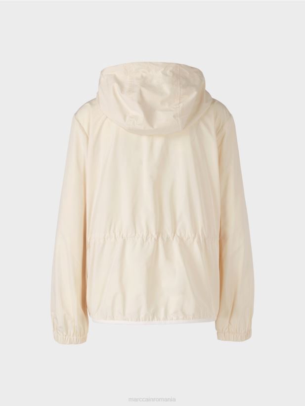 jachetă de exterior ușoară cu glugă Marc Cain cremă pudră îmbrăcăminte 4826HH278