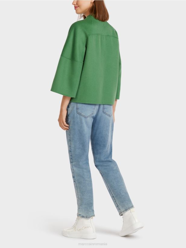 jachetă simplă de lână Marc Cain mușchi verde îmbrăcăminte 4826HH293