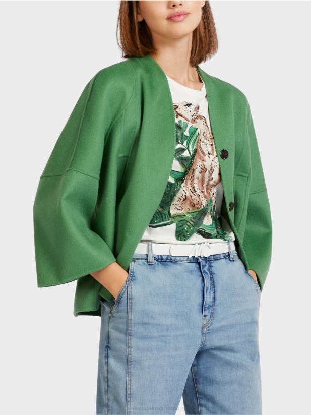 jachetă simplă de lână Marc Cain mușchi verde îmbrăcăminte 4826HH293