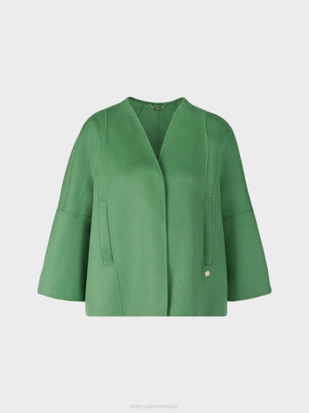jachetă simplă de lână Marc Cain mușchi verde îmbrăcăminte 4826HH293