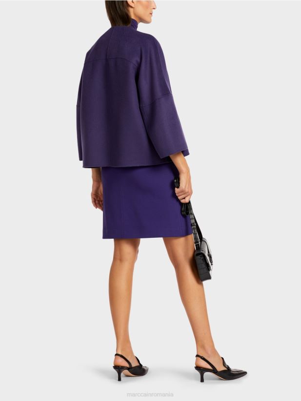 jachetă simplă de lână Marc Cain purpuriu regal îmbrăcăminte 4826HH300