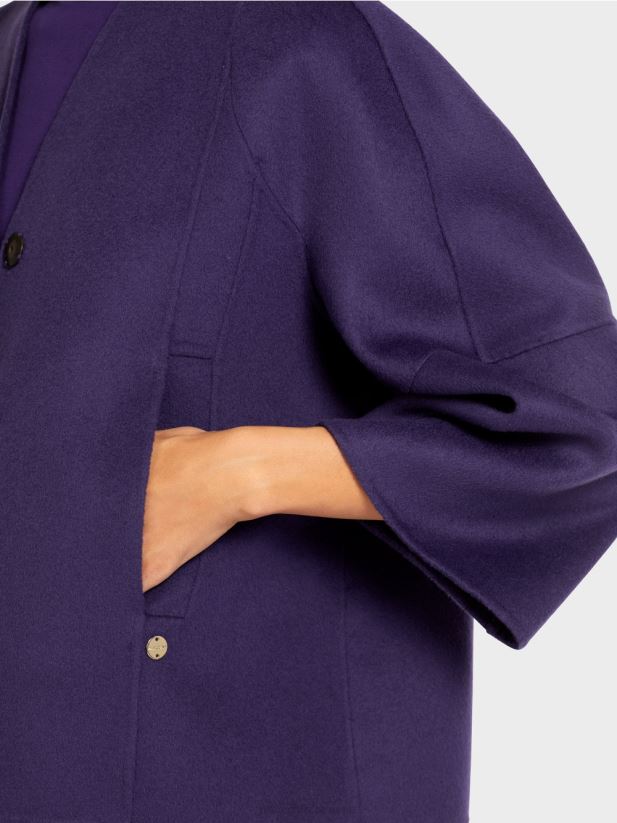 jachetă simplă de lână Marc Cain purpuriu regal îmbrăcăminte 4826HH300