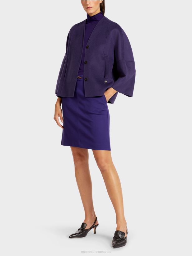 jachetă simplă de lână Marc Cain purpuriu regal îmbrăcăminte 4826HH300