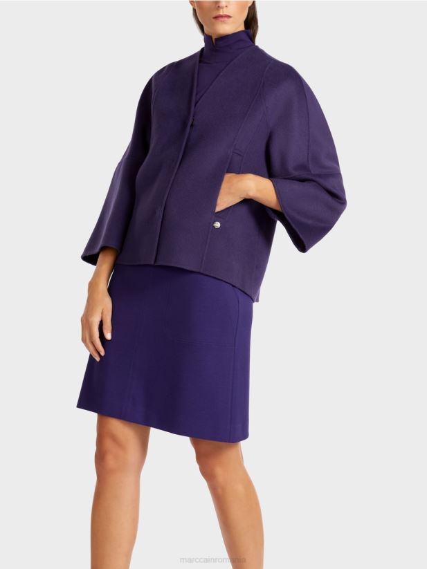 jachetă simplă de lână Marc Cain purpuriu regal îmbrăcăminte 4826HH300