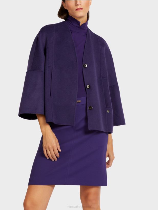 jachetă simplă de lână Marc Cain purpuriu regal îmbrăcăminte 4826HH300
