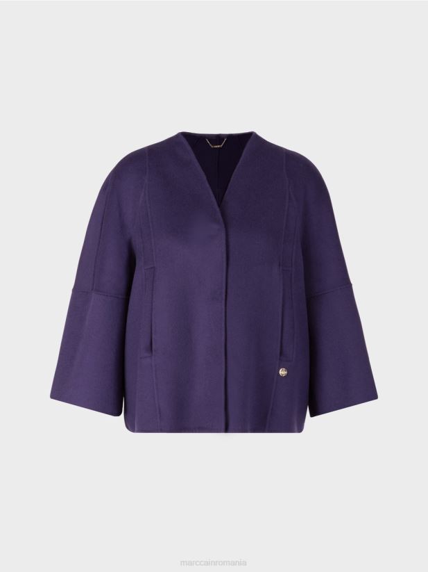 jachetă simplă de lână Marc Cain purpuriu regal îmbrăcăminte 4826HH300
