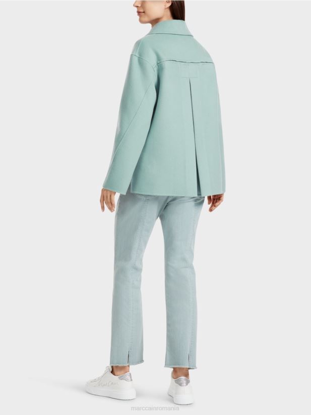 jacheta de exterior din lana Marc Cain albastru închis la cer îmbrăcăminte 4826HH267