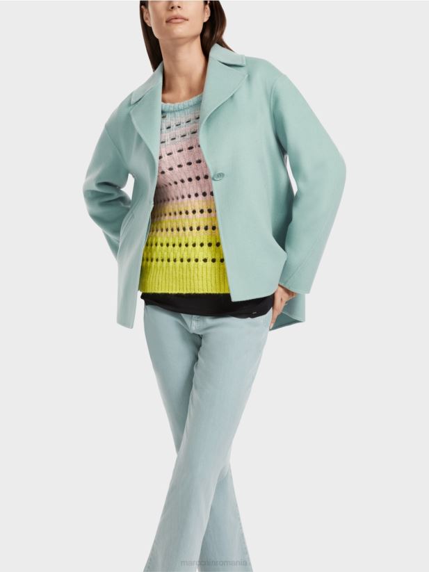 jacheta de exterior din lana Marc Cain albastru închis la cer îmbrăcăminte 4826HH267