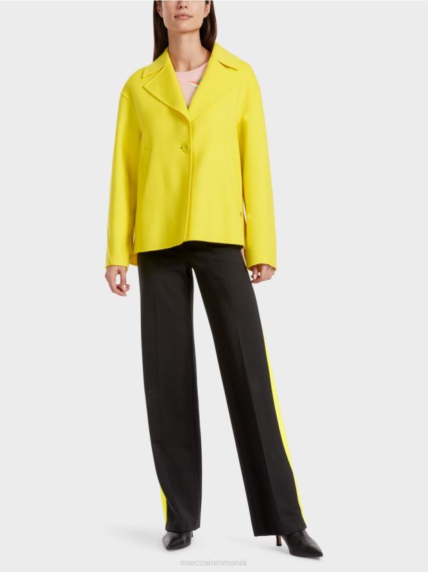 jacheta de exterior din lana Marc Cain lămâie moale îmbrăcăminte 4826HH266