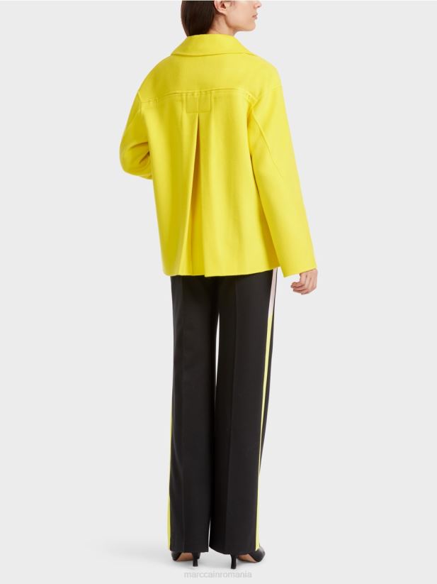 jacheta de exterior din lana Marc Cain lămâie moale îmbrăcăminte 4826HH266