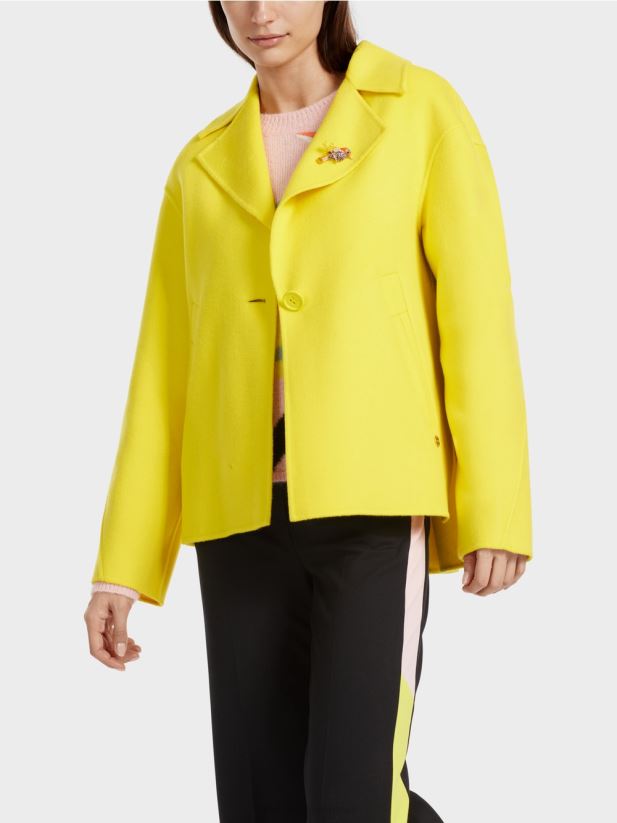 jacheta de exterior din lana Marc Cain lămâie moale îmbrăcăminte 4826HH266