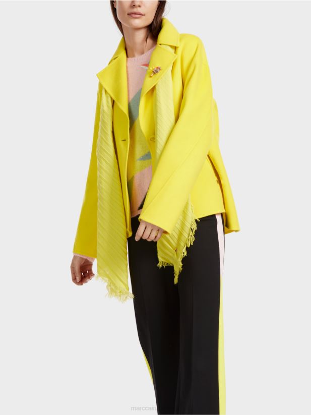 jacheta de exterior din lana Marc Cain lămâie moale îmbrăcăminte 4826HH266