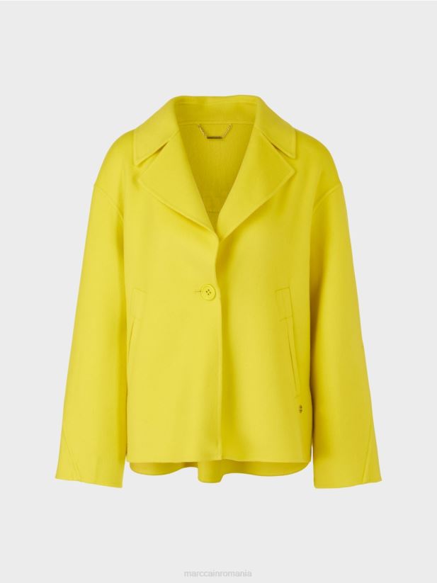 jacheta de exterior din lana Marc Cain lămâie moale îmbrăcăminte 4826HH266