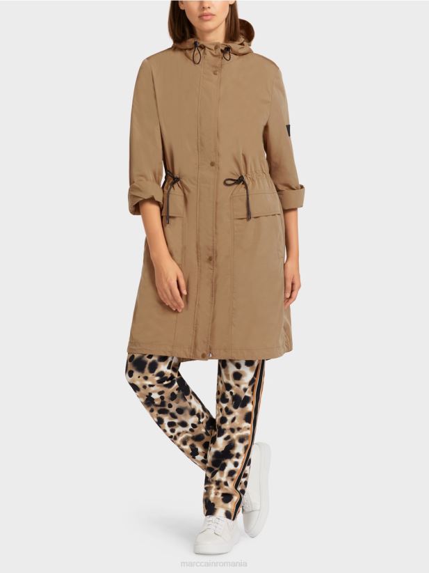 palton cu glugă Marc Cain cafea ușoară îmbrăcăminte 4826HH281