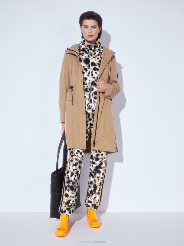 palton cu glugă Marc Cain cafea ușoară îmbrăcăminte 4826HH281