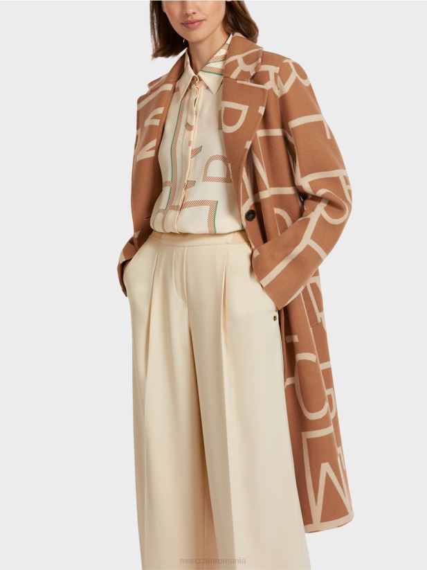 palton cu inscripții mc stilizate Marc Cain cămilă îmbrăcăminte 4826HH291