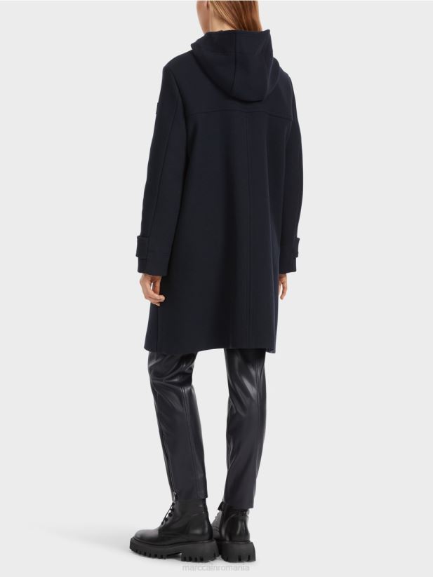 palton de lână cu dispozitive de închidere Marc Cain albastru miezul nopții îmbrăcăminte 4826HH222
