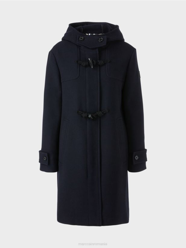 palton de lână cu dispozitive de închidere Marc Cain albastru miezul nopții îmbrăcăminte 4826HH222
