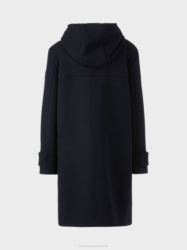 palton de lână cu dispozitive de închidere Marc Cain albastru miezul nopții îmbrăcăminte 4826HH222