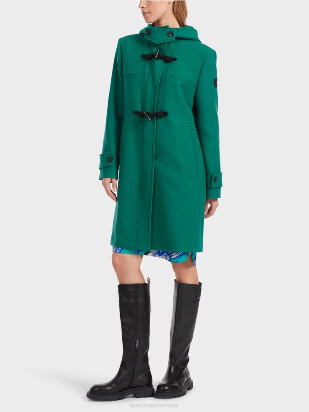 palton de lână cu dispozitive de închidere Marc Cain eucalipt îmbrăcăminte 4826HH218