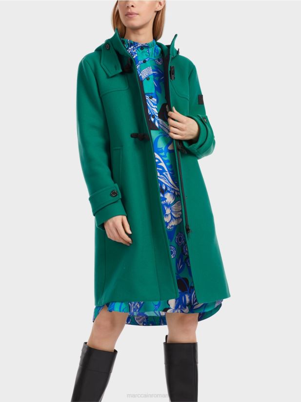 palton de lână cu dispozitive de închidere Marc Cain eucalipt îmbrăcăminte 4826HH218