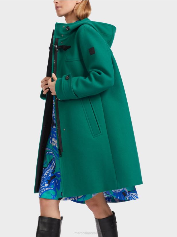 palton de lână cu dispozitive de închidere Marc Cain eucalipt îmbrăcăminte 4826HH218