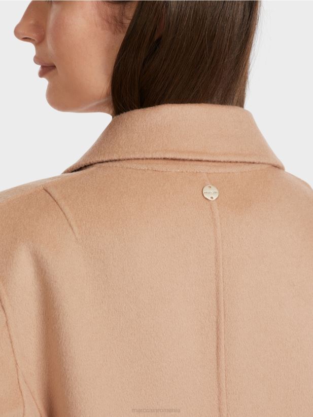 palton elegant de lână Marc Cain caramel strălucitor îmbrăcăminte 4826HH250