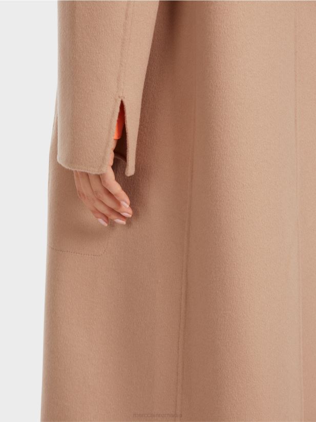 palton elegant de lână Marc Cain caramel strălucitor îmbrăcăminte 4826HH250