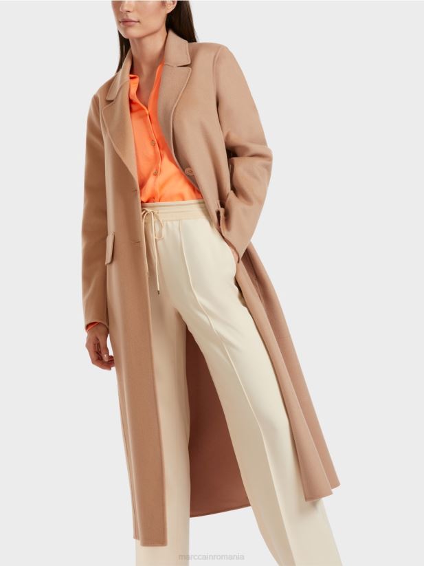 palton elegant de lână Marc Cain caramel strălucitor îmbrăcăminte 4826HH250