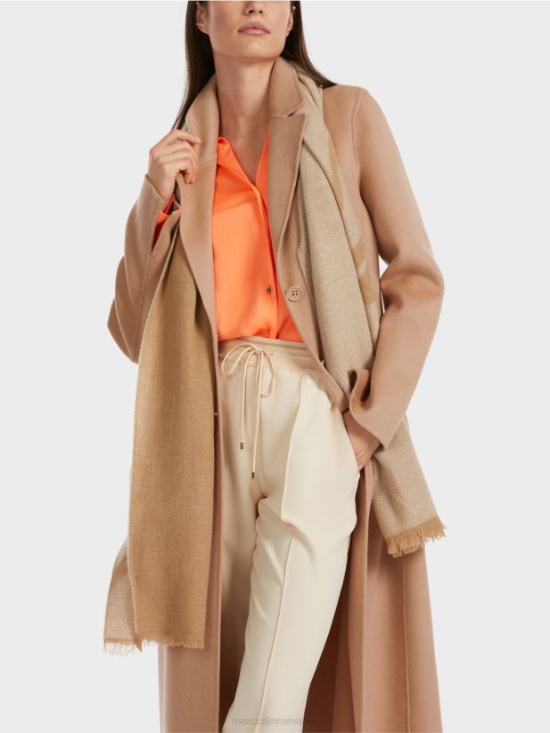 palton elegant de lână Marc Cain caramel strălucitor îmbrăcăminte 4826HH250