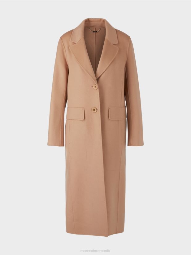 palton elegant de lână Marc Cain caramel strălucitor îmbrăcăminte 4826HH250