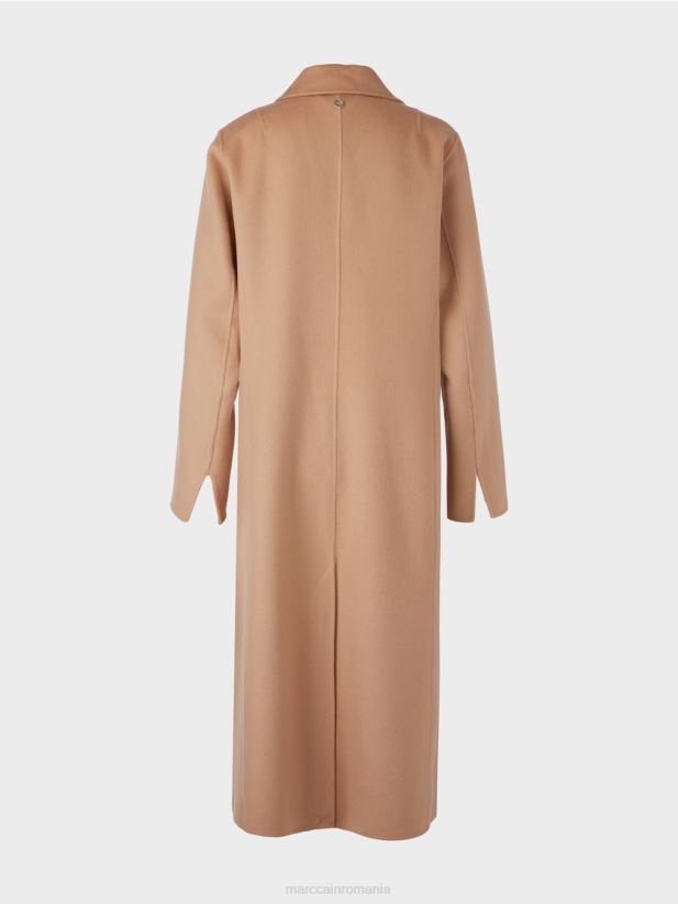palton elegant de lână Marc Cain caramel strălucitor îmbrăcăminte 4826HH250