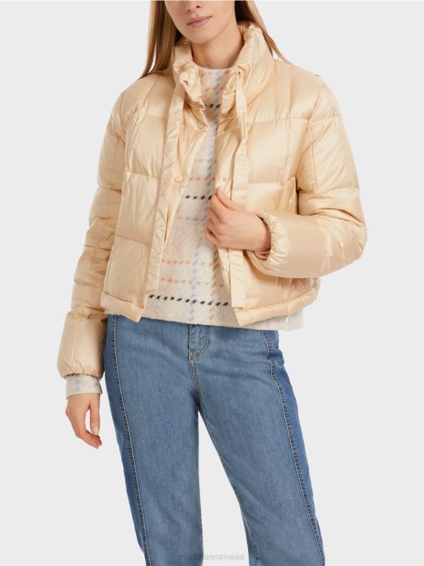 palton lung matlasat Marc Cain crema inchisa îmbrăcăminte 4826HH251