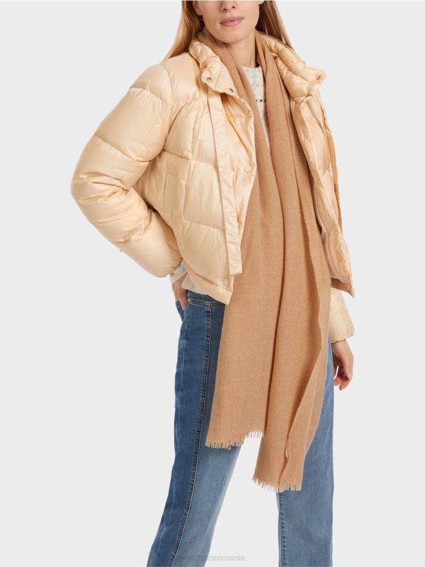 palton lung matlasat Marc Cain crema inchisa îmbrăcăminte 4826HH251