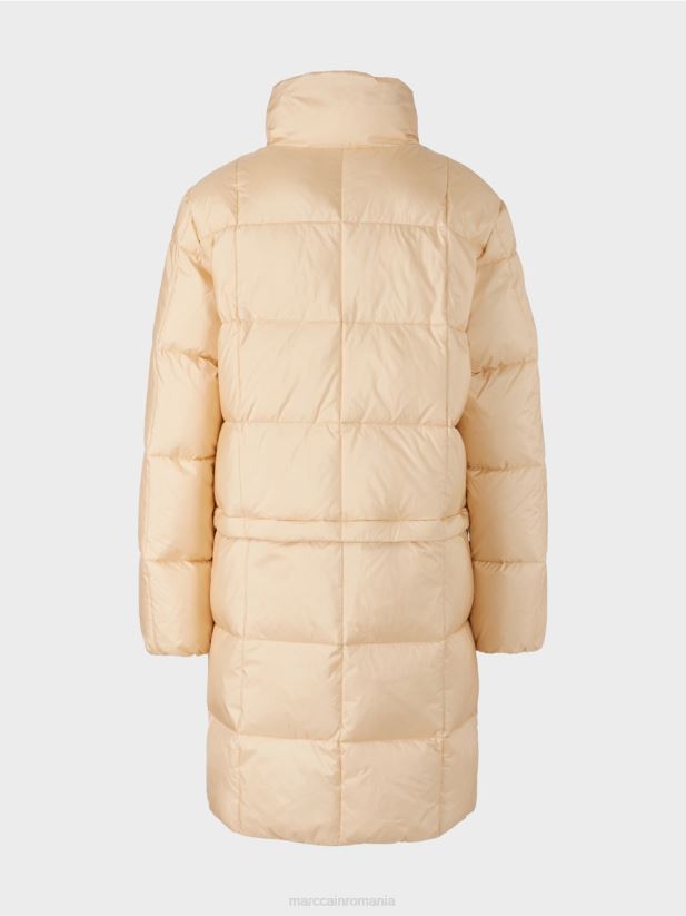 palton lung matlasat Marc Cain crema inchisa îmbrăcăminte 4826HH251