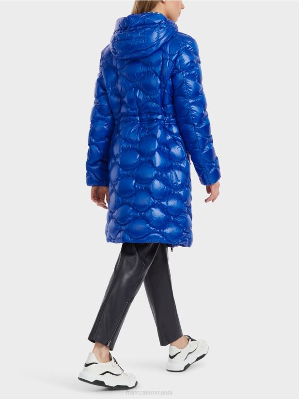 palton matlasat „rethink together”. Marc Cain albastru regal strălucitor îmbrăcăminte 4826HH221